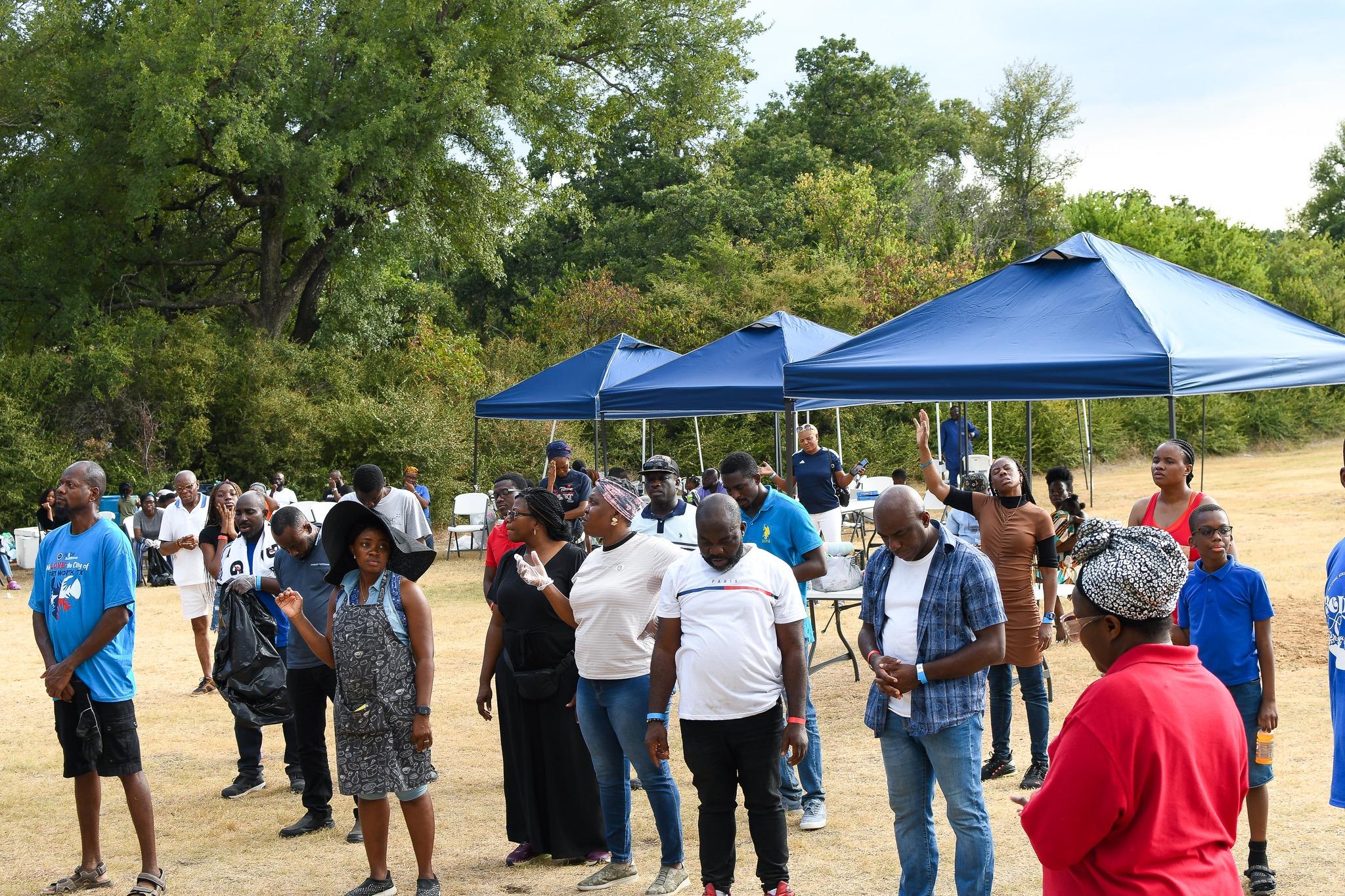 Community gathering at the FoF outdoor service